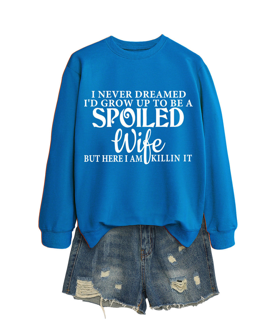 Casual Letters Printed Crew Neck Sweatshirt Women