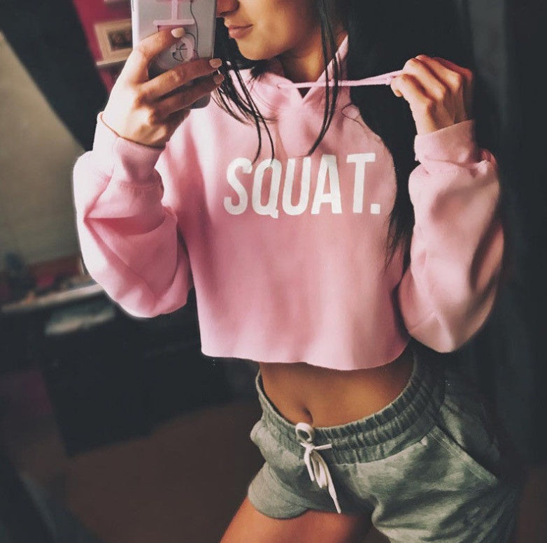 SQUAT. Cropped Gym Hoodie – Bold Statement Activewear