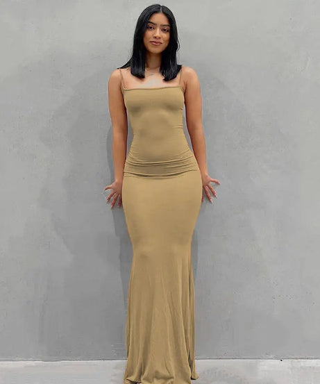 Pure Slim Peach Hip Suspender Long Fishtail Skirt | EXCELUX DRESSES