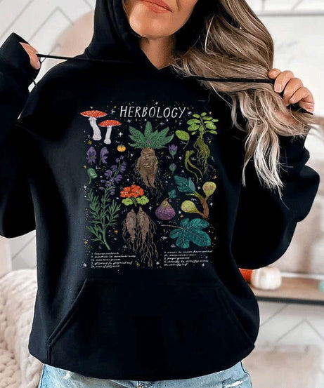 Mushroom Hooded Pocket Sweatshirt Women
