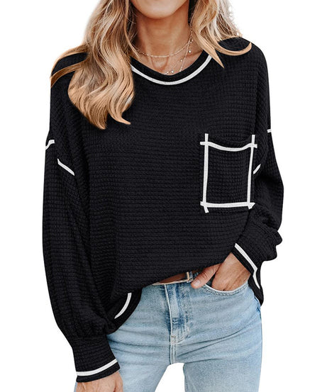 Comfy Clothing – Harper Waffle Knit Oversized Pocket Top Front View