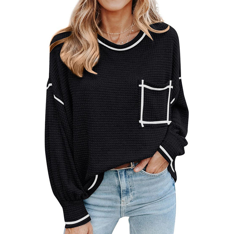 Comfy Clothing – Harper Waffle Knit Oversized Pocket Top Front View