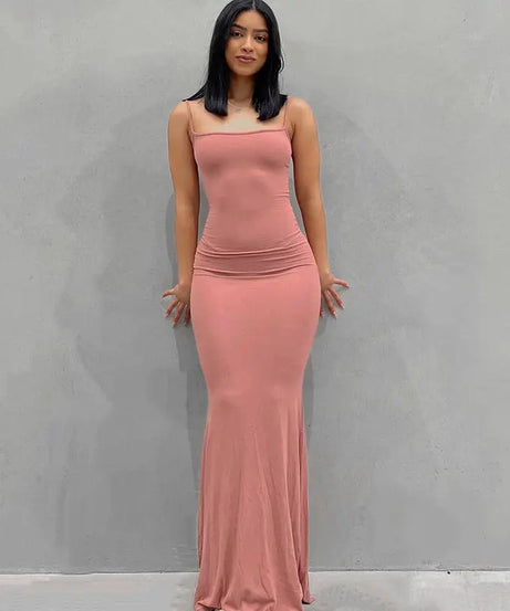 Pure Slim Peach Hip Suspender Long Fishtail Skirt | EXCELUX DRESSES