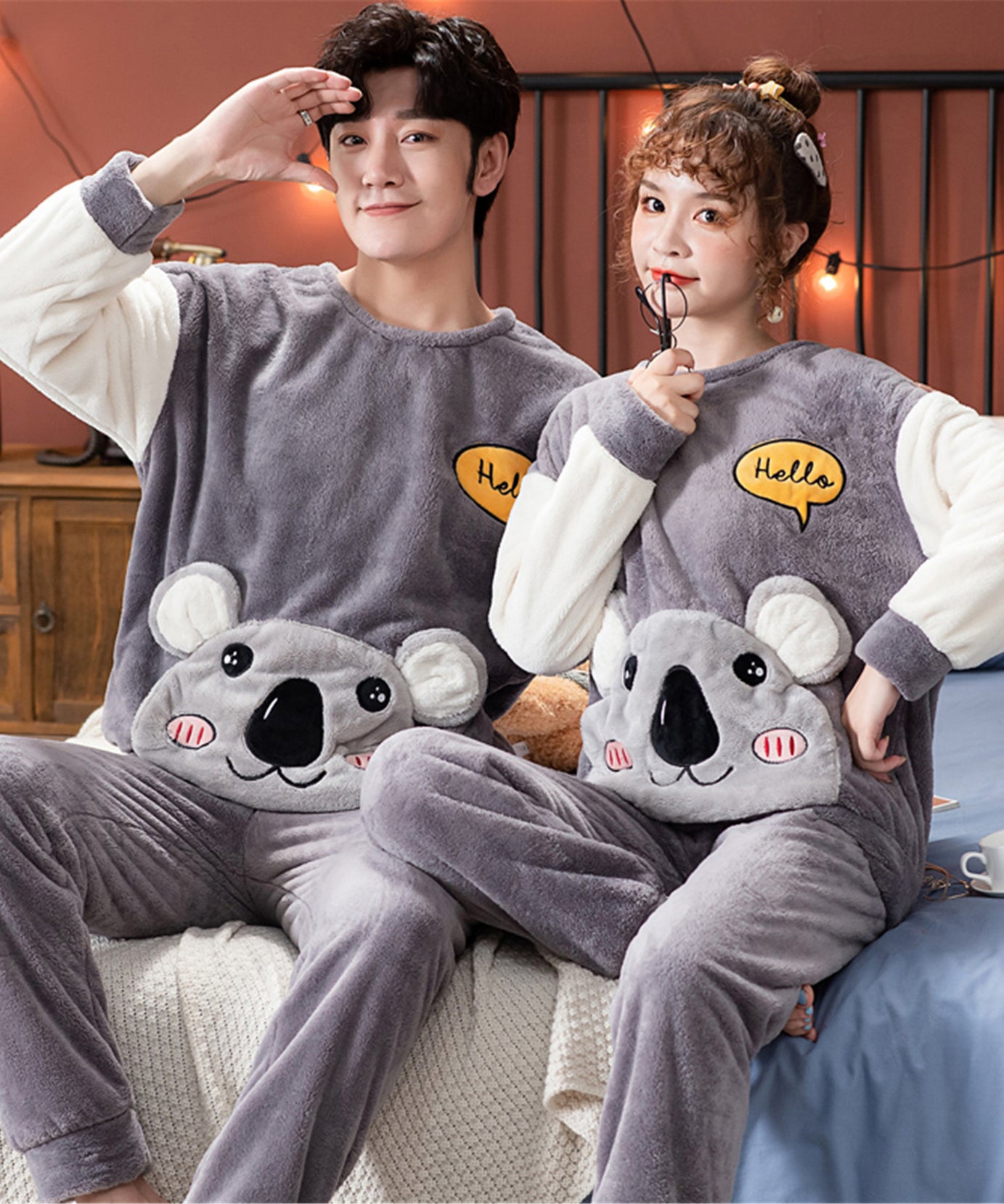 Velvet Couple Pajamas Korean Style Thickened Warmth