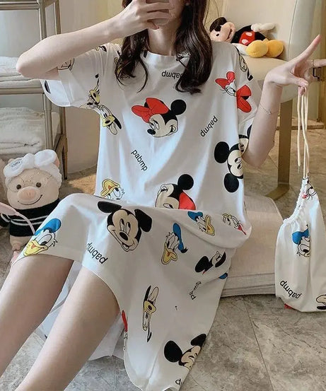 "Cute Mickey Pajamas Set – Women's Summer Nightdress | Homewear Loungewear"