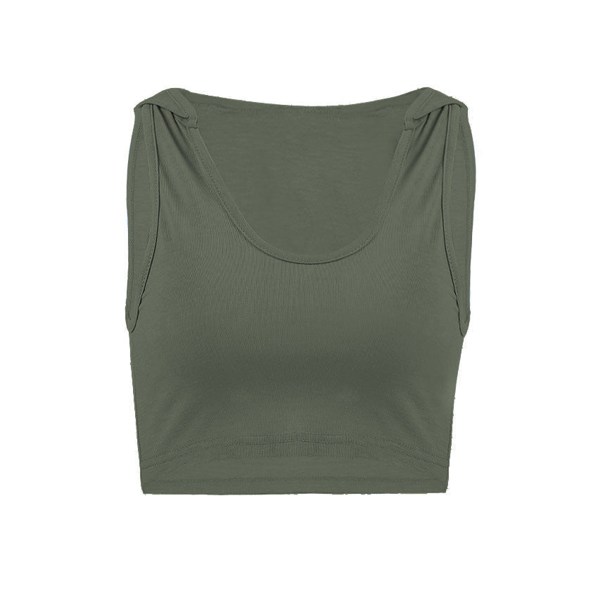Women’s Sleeveless Hooded Crop Top – Sporty Ribbed Tank for Fitness, Beach, or Casual Wear