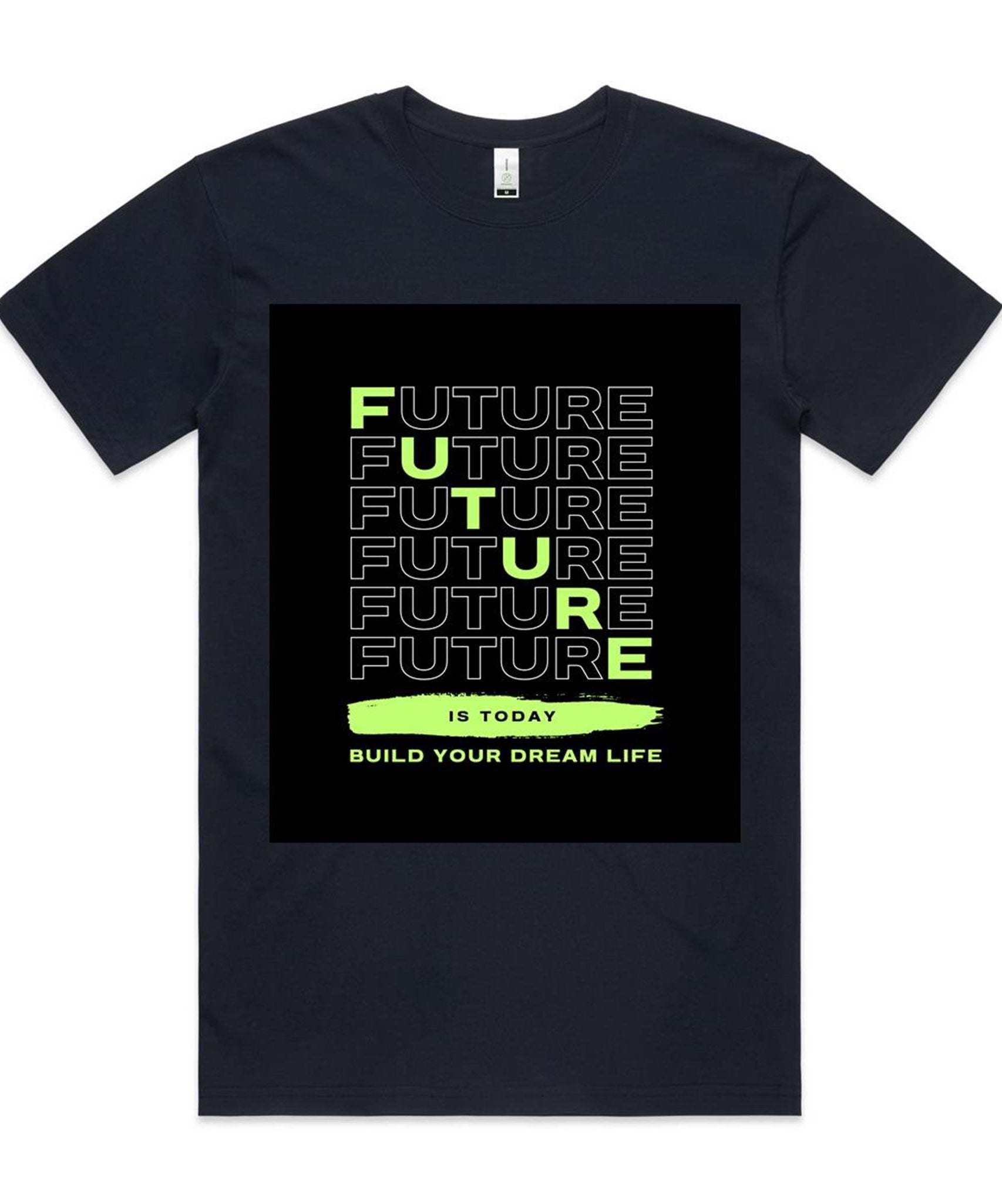 "FUTURE" - Printed 100% combed Organic Cotton Tee  || AS Colour Staple Organic Tee For Men || Excelux A-edition
