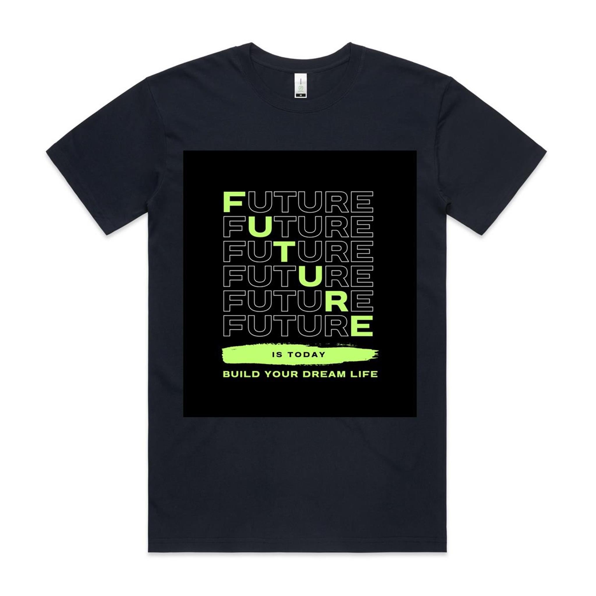 "FUTURE" - Printed 100% combed Organic Cotton Tee  || AS Colour Staple Organic Tee For Men || Excelux A-edition