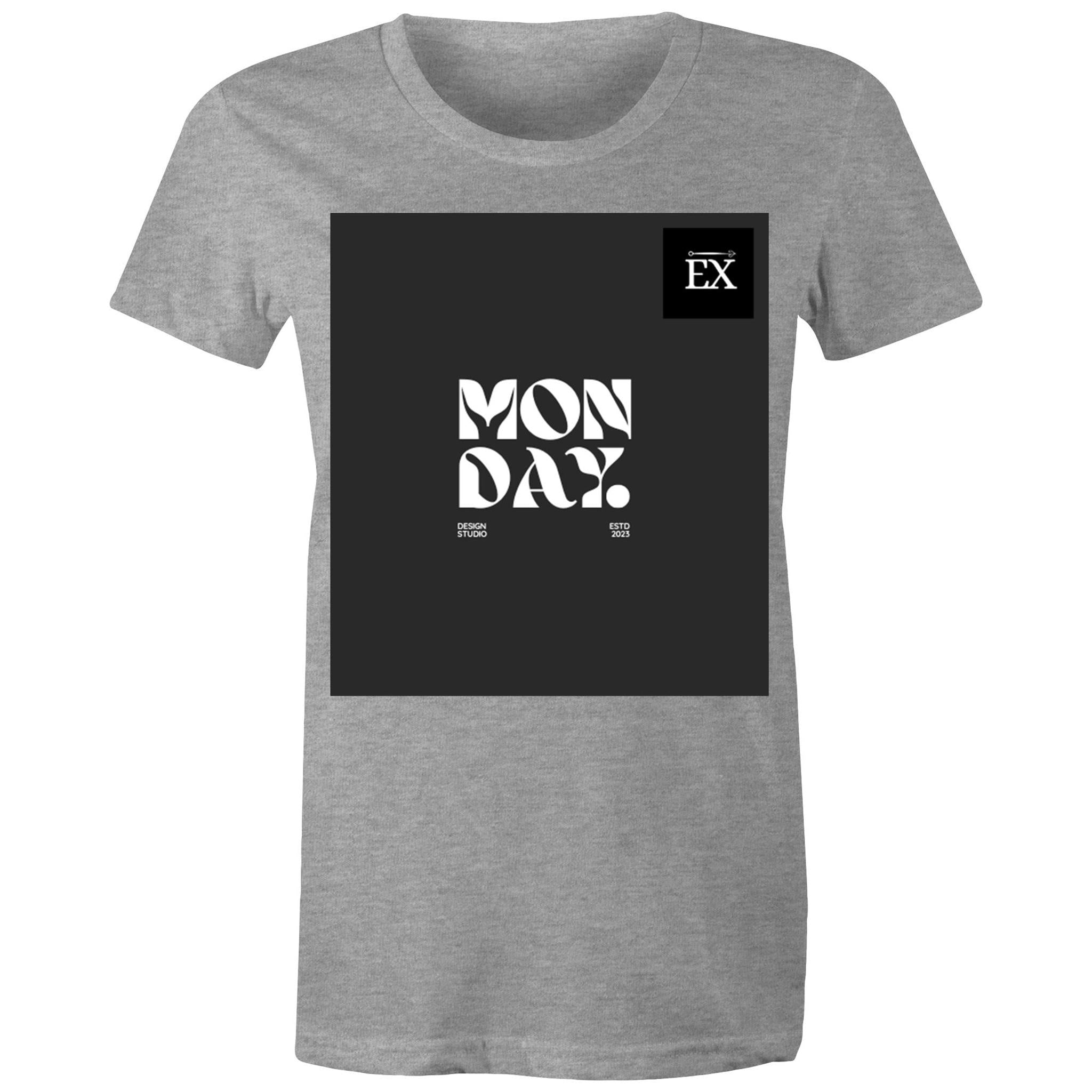 "MONDAY" - Graphic Printed Classic 100% Combed cotton ||AS Colour - Women's Maple Tee || ExceLux E-edition