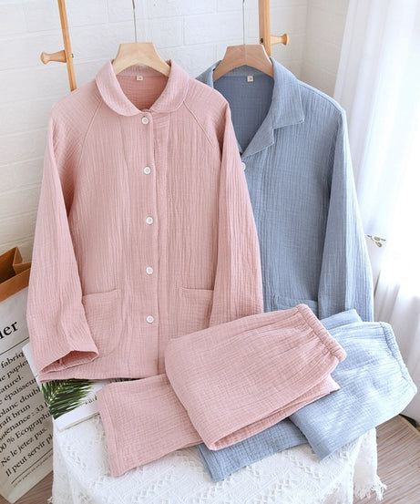 Double-Gauze Cotton Pajama Set – Breathable & Comfy