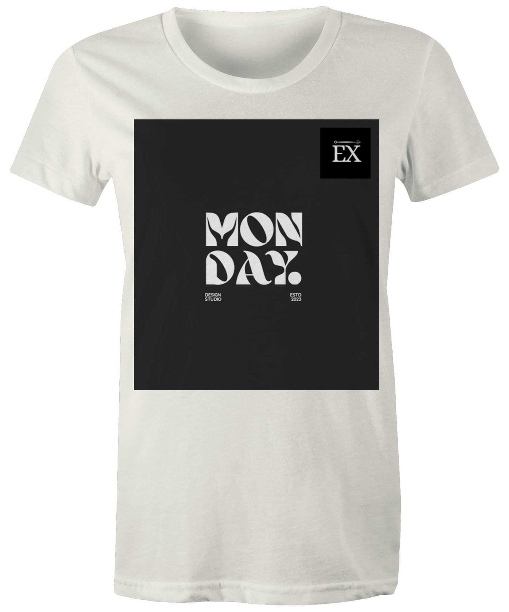 "MONDAY" - Graphic Printed Classic 100% Combed cotton ||AS Colour - Women's Maple Tee || ExceLux E-edition