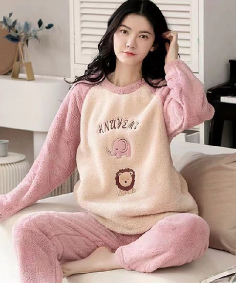 Flannel Women Pajamas Sets Sleepwear Home