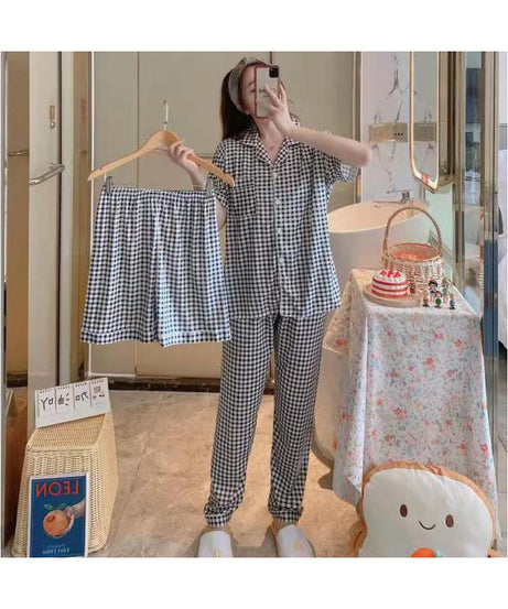 ExceLux's Pure Milk Silk fabrics || Floral Dream Korean-Style Australian Summer Pajama Set for Women