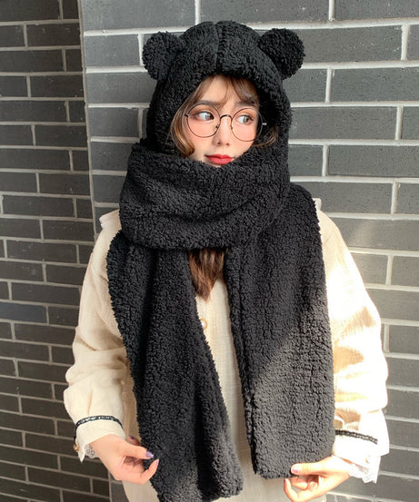 Cute winter plush scarf in autumn and winter