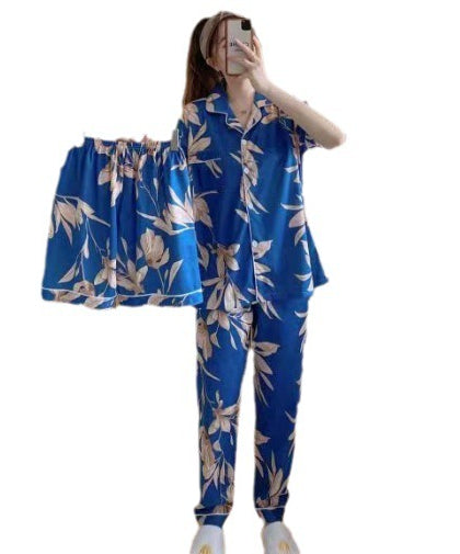 ExceLux's Pure Milk Silk fabrics || Floral Dream Korean-Style Australian Summer Pajama Set for Women