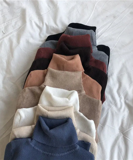 ExceLux - Classic Ribbed Knit Turtleneck – Soft Slim Fit Winter Sweater
