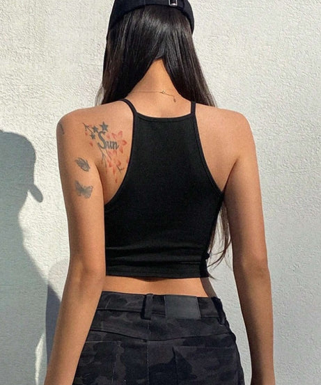 Excelux Women’s Rib-Knit Halter Crop Top – Backless Casual Vest (S–XL | AU 6–12)