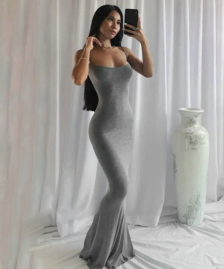 Pure Slim Peach Hip Suspender Long Fishtail Skirt | EXCELUX DRESSES