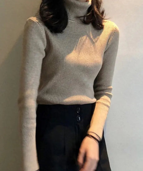 ExceLux - Classic Ribbed Knit Turtleneck – Soft Slim Fit Winter Sweater