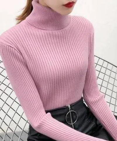 ExceLux - Classic Ribbed Knit Turtleneck – Soft Slim Fit Winter Sweater