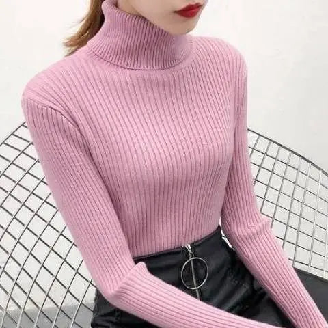 ExceLux - Classic Ribbed Knit Turtleneck – Soft Slim Fit Winter Sweater