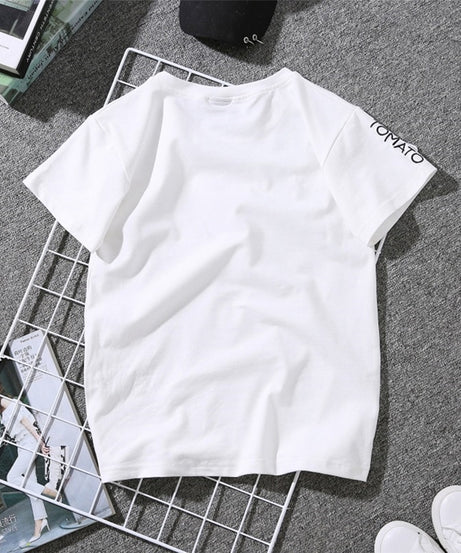 Summer Couples Lovers T-Shirt For Women Casual White Tops Tshirt Women T Shirt Love Heart Embroidery Print T-Shirt Female