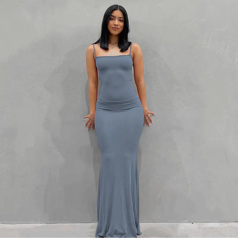 Pure Slim Peach Hip Suspender Long Fishtail Skirt | EXCELUX DRESSES