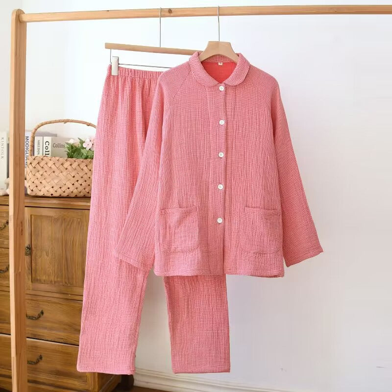 Double-Gauze Cotton Pajama Set – Breathable & Comfy