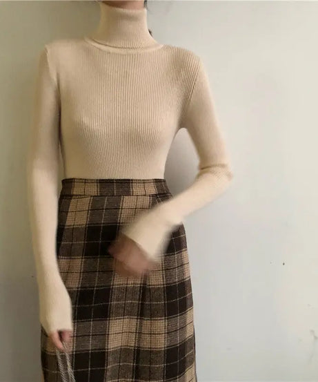 ExceLux - Classic Ribbed Knit Turtleneck – Soft Slim Fit Winter Sweater