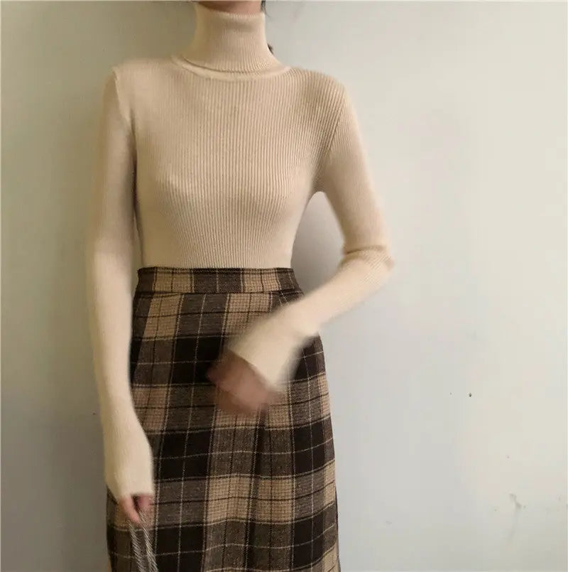 ExceLux - Classic Ribbed Knit Turtleneck – Soft Slim Fit Winter Sweater