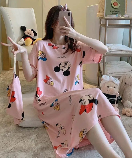 "Cute Mickey Pajamas Set – Women's Summer Nightdress | Homewear Loungewear"