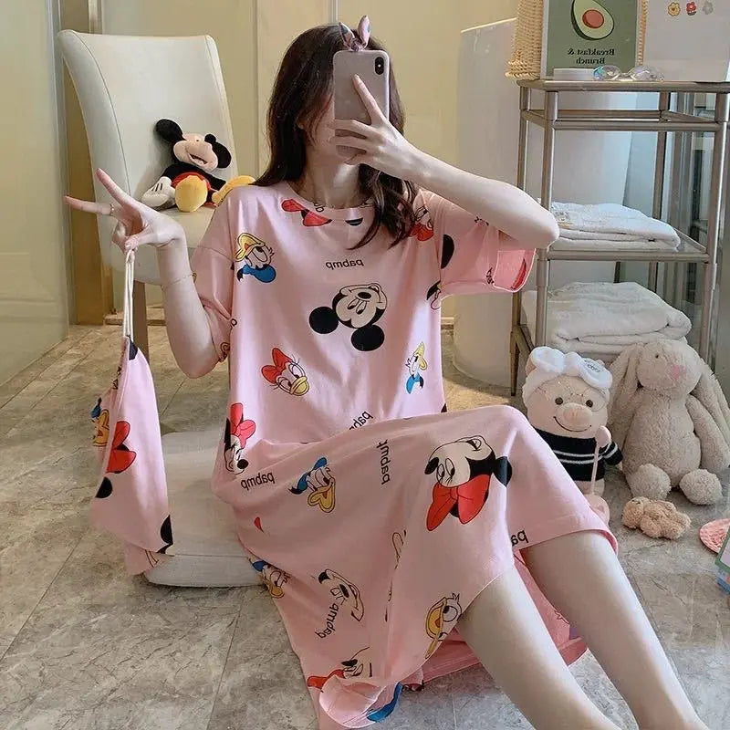 "Cute Mickey Pajamas Set – Women's Summer Nightdress | Homewear Loungewear"