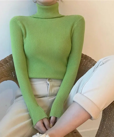 ExceLux - Classic Ribbed Knit Turtleneck – Soft Slim Fit Winter Sweater