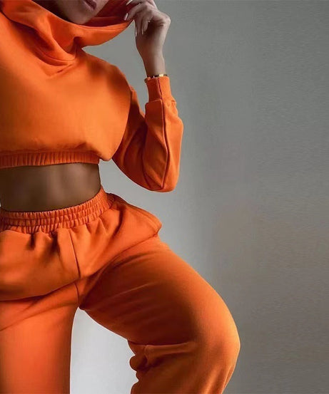 High Neck Cropped Hoodie & Joggers Set – Luxe Lounge Fit