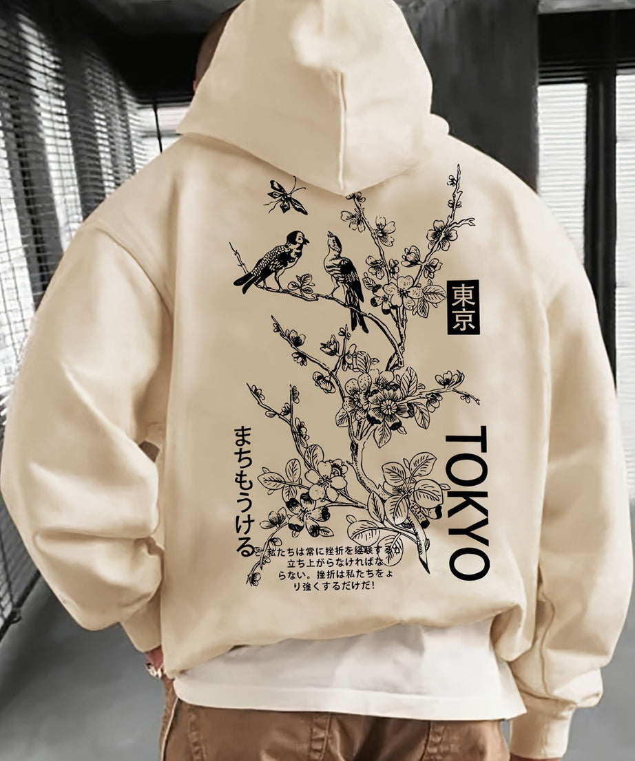 Tokyo Cherry Blossom Graphic Hoodie – Japanese Inspired Streetwear Pullover - ExceLux.