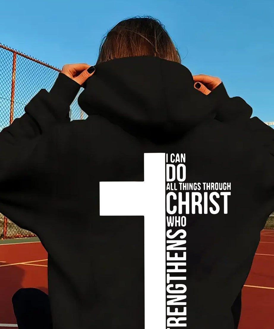 Faith Hoodie – “I Can Do All Things Through Christ” Philippians 4:13 Scripture Hoodie - ExceLux.