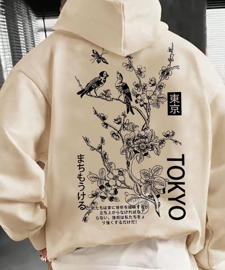 Tokyo Cherry Blossom Graphic Hoodie – Japanese Inspired Streetwear Pullover - ExceLux.