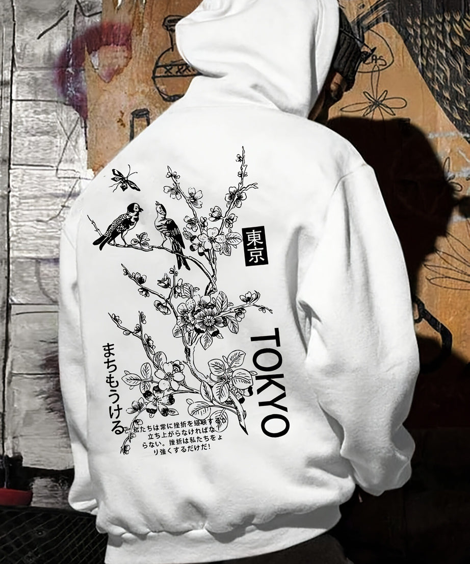 Tokyo Cherry Blossom Graphic Hoodie – Japanese Inspired Streetwear Pullover - ExceLux.