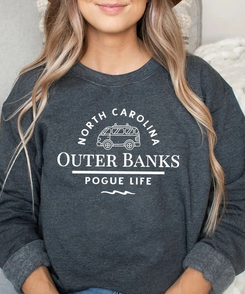 Outer Banks “Pogue Life” Crewneck Sweatshirt – Coastal Vibes, Casual Comfort