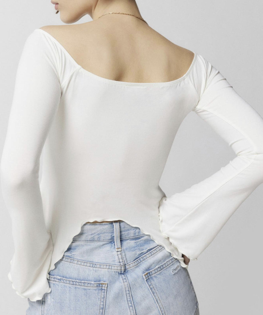 Ruched Front Off-Shoulder Top Long Sleeve – Soft Girl Aesthetic