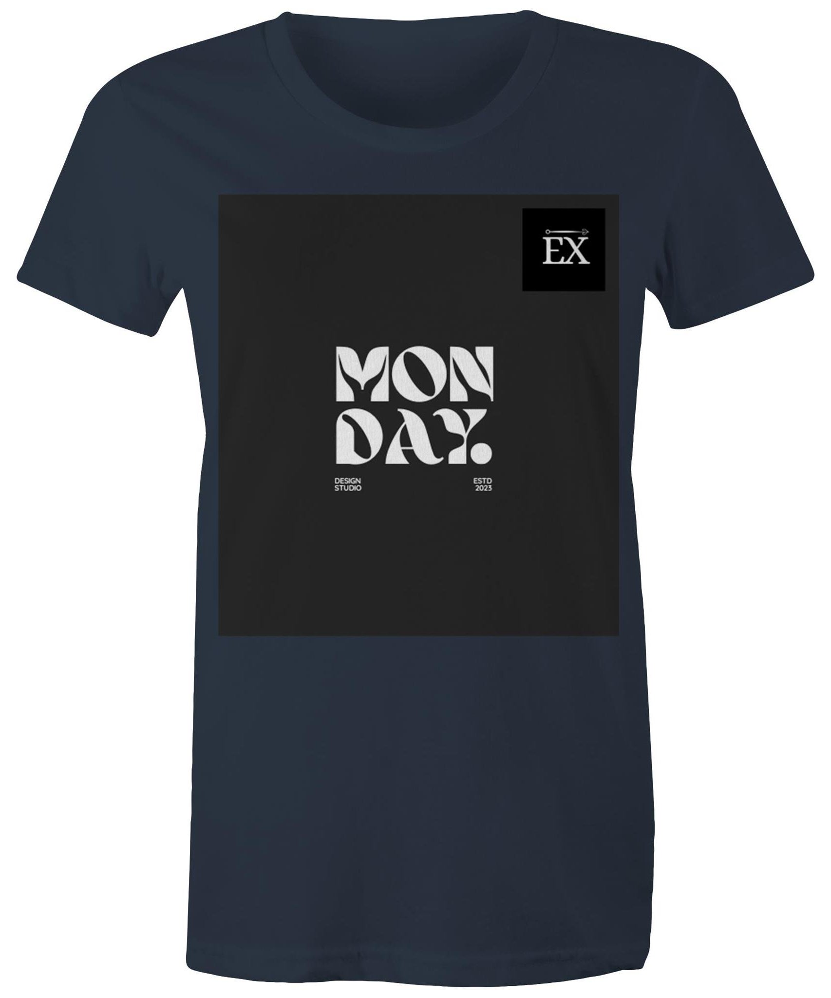 "MONDAY" - Graphic Printed Classic 100% Combed cotton ||AS Colour - Women's Maple Tee || ExceLux E-edition