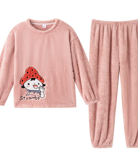 Flannel Women Pajamas Sets Sleepwear Home